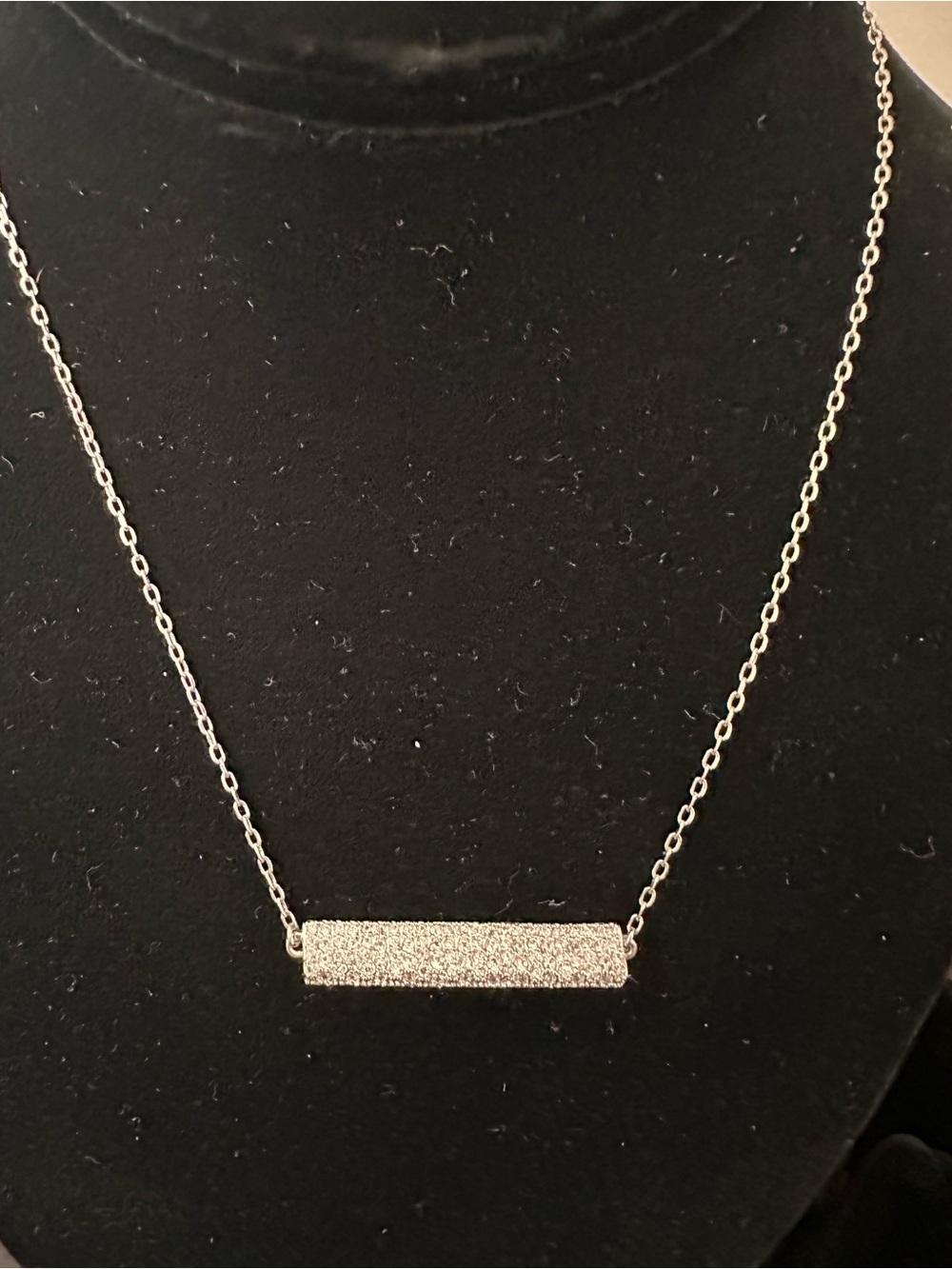 Henri Bendel Cubic Zirconia Bar Necklace In Sterling Silver New with Tags